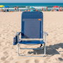 Aktive Silla de playa multiposición Slim con cojín y bolsillo Azul marino