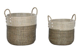 DKD Home Decor Set de 2 Cestas Seagrass TAMKY Blanco