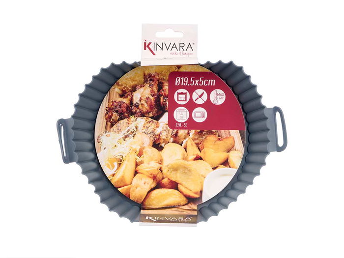 Kinvara Molde Redondo Freidora Aire Silicona Gris 22.5x6.5x19.5cm (Set de 12)