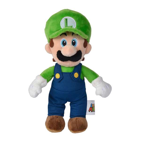 Smoby - Peluche Luigi 20 cm, Tela Suave, Mario Bros, Colección, Recomendado de 0 Meses