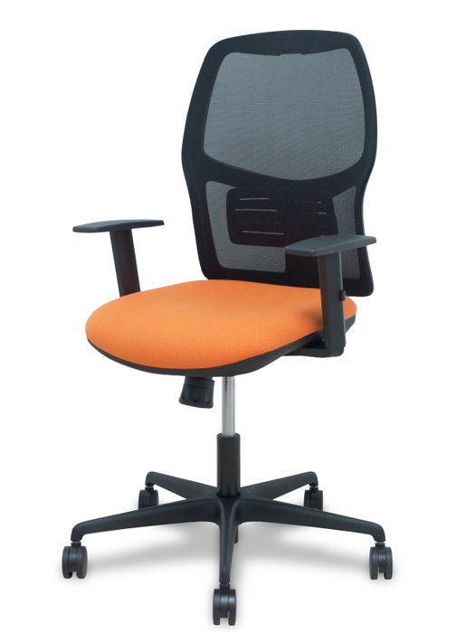 PIQUERAS Y CRESPO Silla Alfera sincro malla negra y asiento naranja