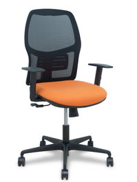 PIQUERAS Y CRESPO Silla Alfera sincro malla negra y asiento naranja con brazo regulable