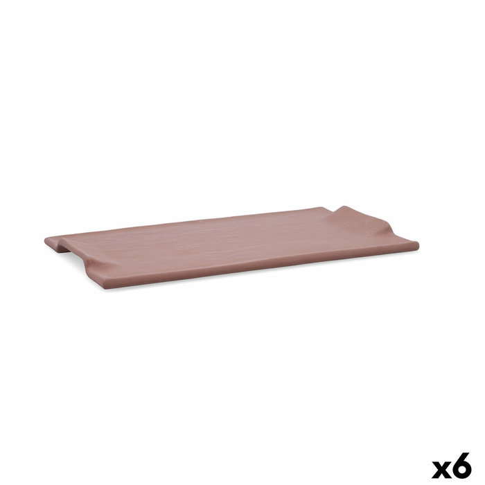 Quid Bandeja Rectangular Cerámica Mineral Gres 30x18 cm (6 Unidades) - Terracota