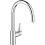 Grohe 30562000 Grifo de Cocina Cromo Caño Alto en C con Aireador Extraíble y Rotación 360