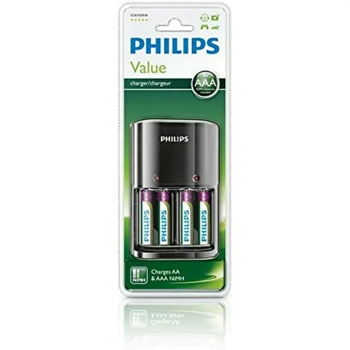 Philips Cargador de pilas aaa/aa (4 pilas recargables nimh aaa incluidas)