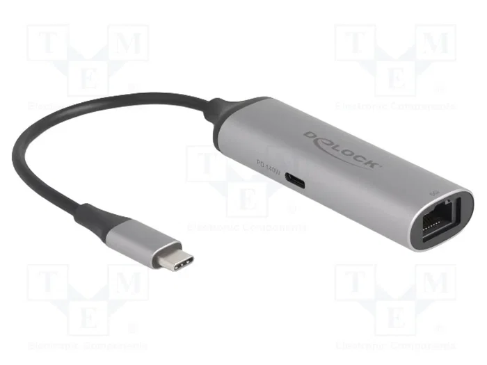 DeLOCK 81591 Adaptador de red USB Tipo C 5 Gigabit LAN con Power Delivery 140 W