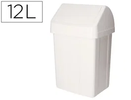 TTS Papelera de plástico con tapa basculante de 12 litros blanca