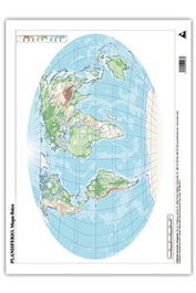 CUMIO Paquete de 50 Mapas del Planisferio Físico Mudos A3
