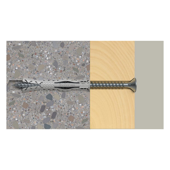Fischer Anclaje de Expansión SX Plus 10x80mm, 25 Piezas, para Hormigón Aireado, Ladrillo y Placa de Pladur, Nylon, 10 cm x 80 mm, Ref. 568110