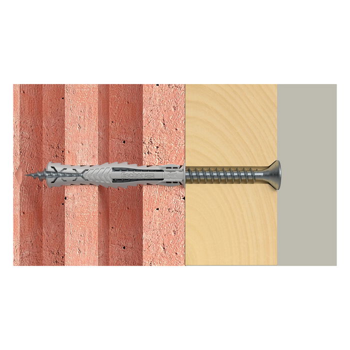 Fischer Anclaje de Expansión SX Plus 10x80mm, 25 Piezas, para Hormigón Aireado, Ladrillo y Placa de Pladur, Nylon, 10 cm x 80 mm, Ref. 568110