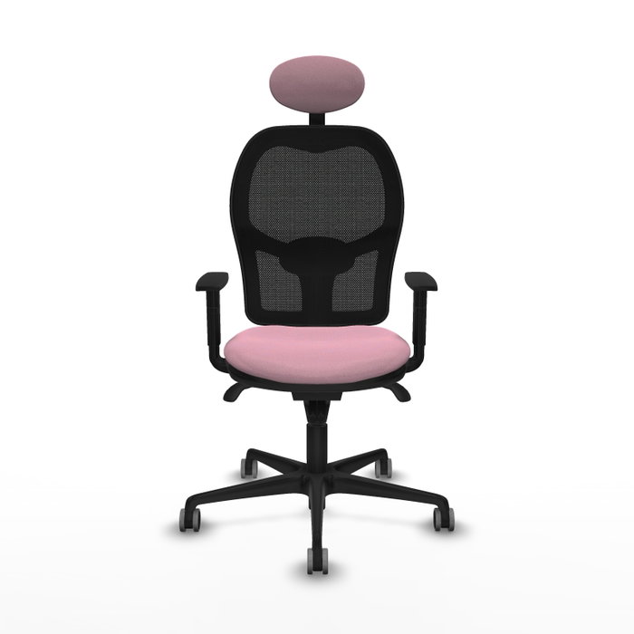 PIQUERAS Y CRESPO Silla de oficina Jorquera con mecanismo Sincro, Tela Rosa y Malla Negra PIQUERAS Y CRESPO Silla de oficina Jorquera con mecanismo Sincro, Tela Rosa y Malla Negra