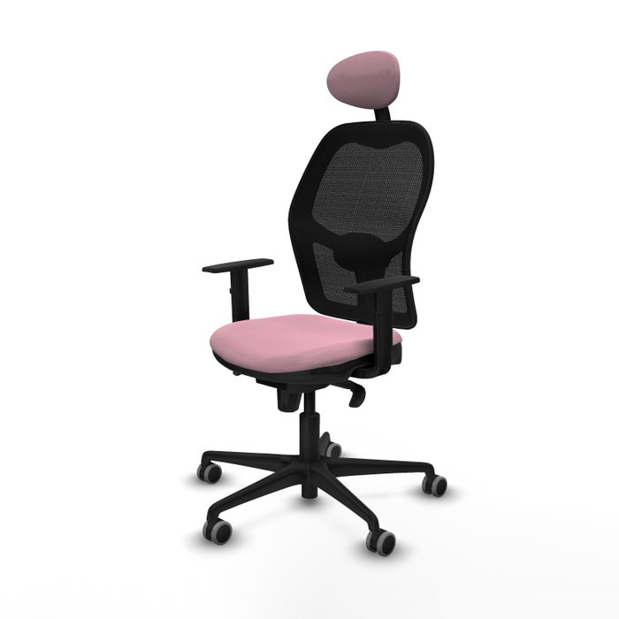 PIQUERAS Y CRESPO Silla de oficina Jorquera con mecanismo Sincro, Tela Rosa y Malla Negra PIQUERAS Y CRESPO Silla de oficina Jorquera con mecanismo Sincro, Tela Rosa y Malla Negra