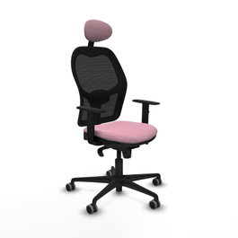PIQUERAS Y CRESPO Silla de oficina Jorquera con mecanismo Sincro, Tela Rosa y Malla Negra
