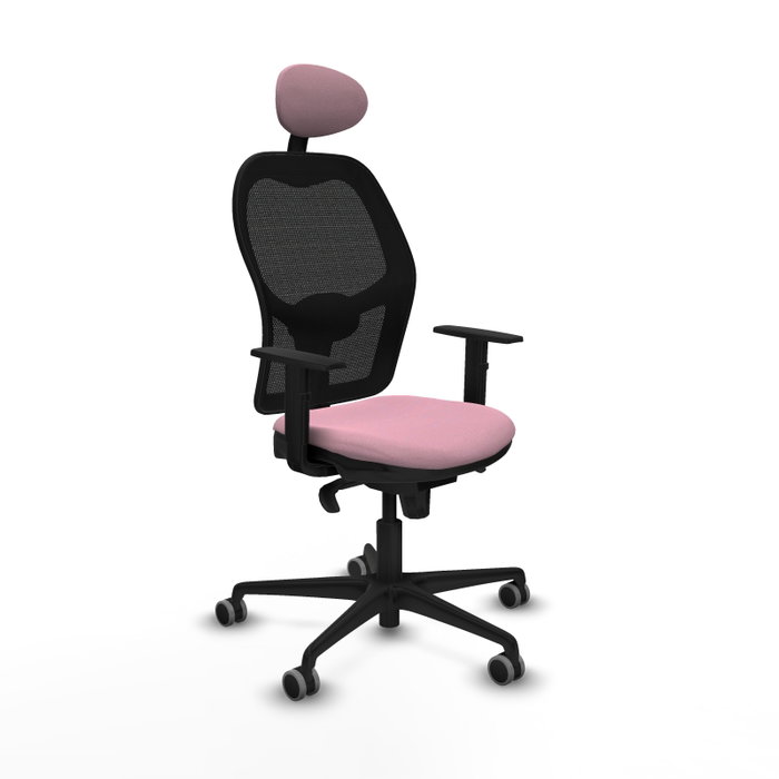 PIQUERAS Y CRESPO Silla de oficina Jorquera con mecanismo Sincro, Tela Rosa y Malla Negra PIQUERAS Y CRESPO Silla de oficina Jorquera con mecanismo Sincro, Tela Rosa y Malla Negra