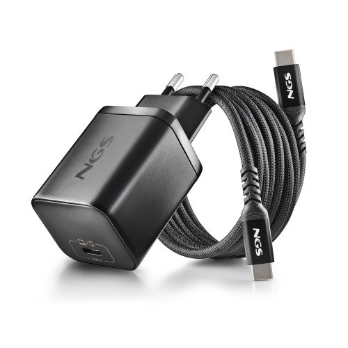 NGS Cargador GaN 65W USB-C para Portátiles HP con Cable y 8 Conectores