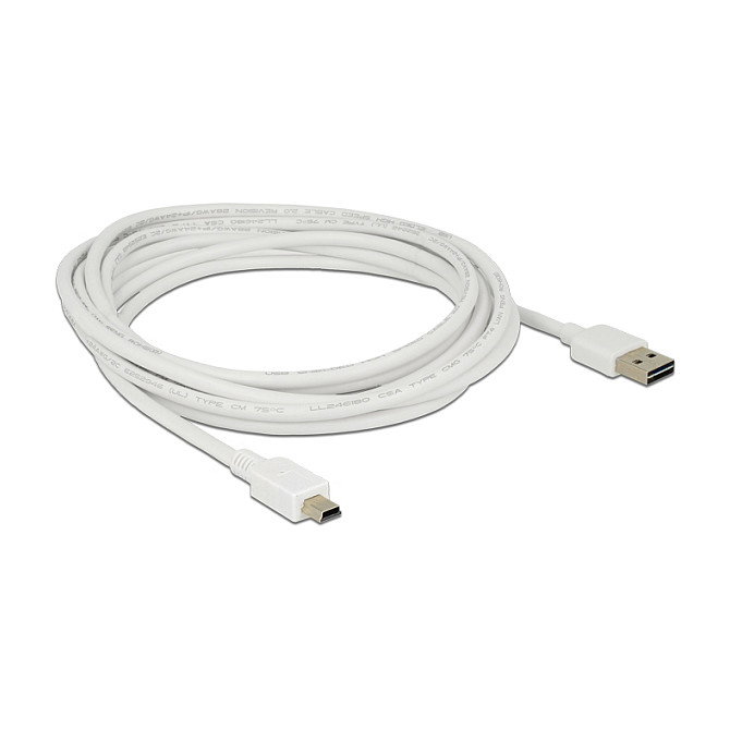 Delock Kabel EASY-USB Cable USB 2.0 - Conector USB-A Macho a Mini-USB B Macho, 3 Metros, Blanco, 480 Mbit/s