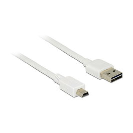 Delock Kabel EASY-USB Cable USB 2.0 - Conector USB-A Macho a Mini-USB B Macho, 3 Metros, Blanco, 480 Mbit/s