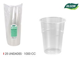 Algon Set 25 Vasos Litrona 11 cm (ancho) x 15.5 cm (alto) x 11 cm (largo) de plástico (12 Unidades)