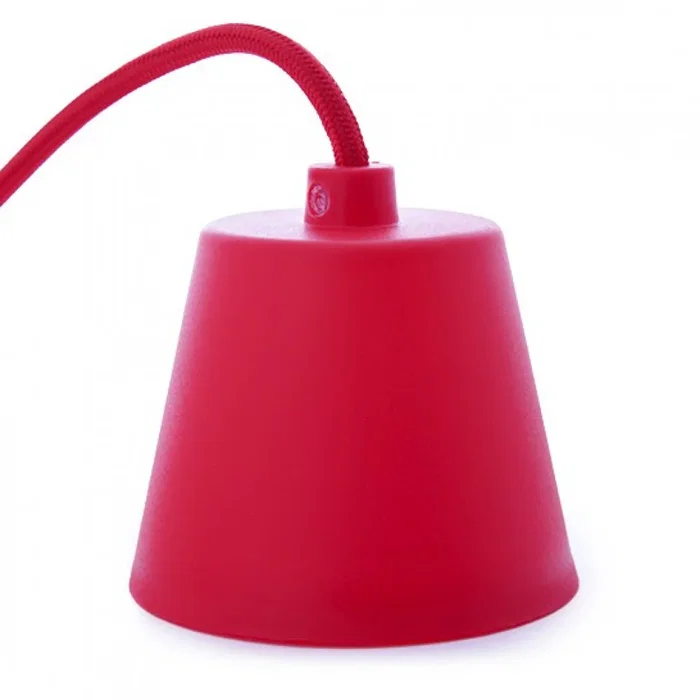 Portalámparas E27 con Cable Textil, Rosetón y Portalámparas PVC - Color Rojo