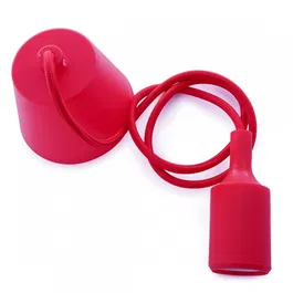 Portalámparas E27 con Cable Textil, Rosetón y Portalámparas PVC - Color Rojo