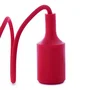 Portalámparas E27 con Cable Textil, Rosetón y Portalámparas PVC - Color Rojo