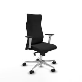 PIQUERAS Y CRESPO Sillón Albacete Negro con Mecanismo Sincro y Base de Aluminio