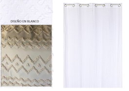 DKD Home Decor Cortina de Poliéster Blanca 140x260 cm con 8 Anillas