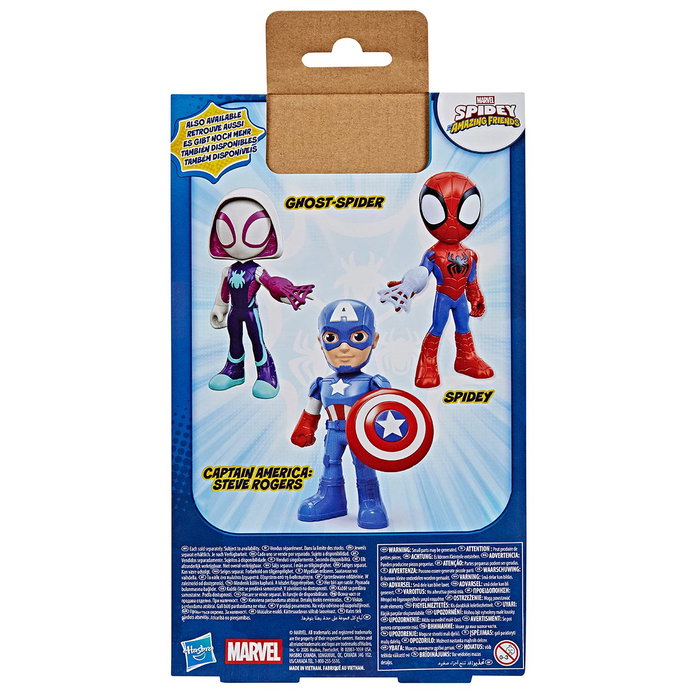Hasbro Spidey and His Amazing Friends - Figura de Acción Capitán América Steve Rogers G2462 Marvel - 5 Puntos de Articulación Hasbro Spidey and His Amazing Friends - Figura de Acción Capitán América Steve Rogers G2462 Marvel - 5 Puntos de Articulación