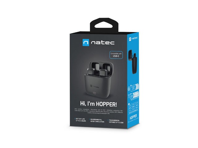 Natec Hopper Micrófono de corbata inalámbrico USB-C Negro