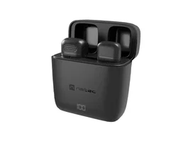 NATEC Hopper Micrófono de Solapa/Corbata Inalámbrico con USB-C para Smartphone, Negro