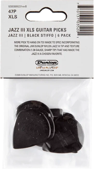 DUNLOP Púas Nylon Jazz III XL Stiffo - 1,38 Mm Pack 6