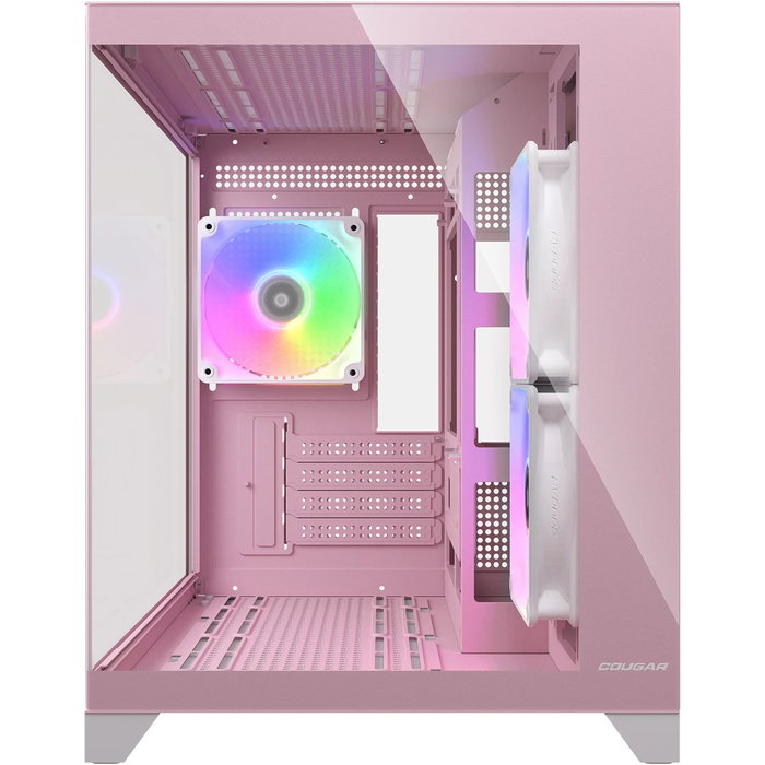 Cougar FV150 Mini Tower PC Rosa ARGB compatible con micro ATX y Mini-ITX, ideal para juegos con iluminación.