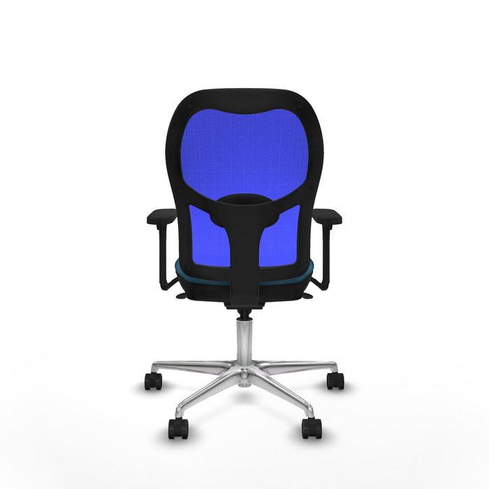 PIQUERAS Y CRESPO Silla de oficina Jorquera con mecanismo sincro, brazos 3D y tapizado en tela verde petróleo y malla azul PIQUERAS Y CRESPO Silla de oficina Jorquera con mecanismo sincro, brazos 3D y tapizado en tela verde petróleo y malla azul