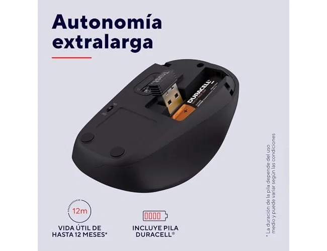 Trust Yvi+ Ratón Inalámbrico Óptico 1600 DPI Rojo/Negro