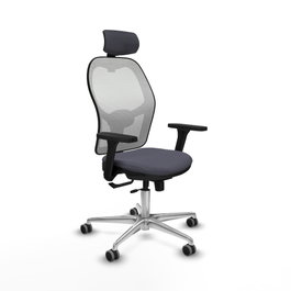 PIQUERAS Y CRESPO Silla de oficina Jorquera con mecanismo Sincro/Traslack, Gris oscuro y Blanco