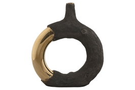 DKD Home Decor Jarrón de Gres Marrón y Dorado