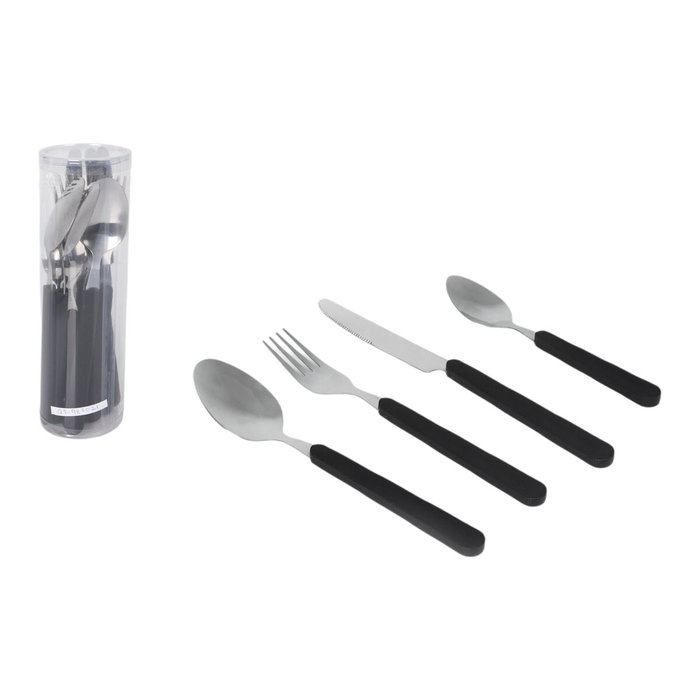 Quttin Set de 16 piezas de cubiertos Atenas con mango de plástico y tubo Quttin Set de 16 piezas de cubiertos Atenas con mango de plástico y tubo
