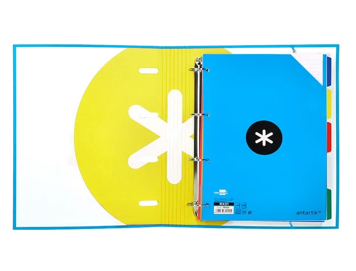 Antartik Carpeta con recambio a4 cuadro 5mm forrada 4 anillas 40mm redondas con solapa color azul Antartik Carpeta con recambio a4 cuadro 5mm forrada 4 anillas 40mm redondas con solapa color azul