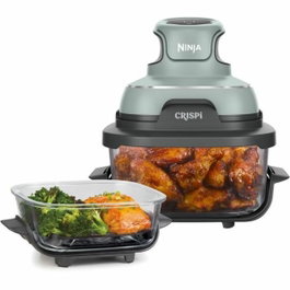 Ninja Crispi FN101EUSG Freidora de Aire con Recipientes de Vidrio, 1700 W, Salvia