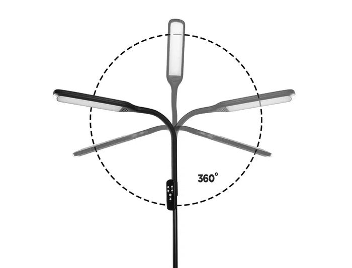 Q-connect Lámpara de Suelo LED 15W 850 Lm Regulable 3 Niveles Brillo Cuello Flexible Control Remoto Negro