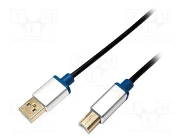 LOGILINK Cable USB 2.0 de 2m con conectores USB A y USB B, Negro