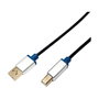 LogiLink Cable USB 2.0 USB-A/M a USB-B/M de 2 m, Aluminio