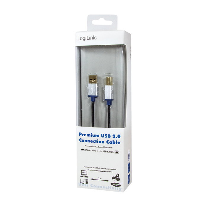 LogiLink Cable USB 2.0 USB-A/M a USB-B/M de 2 m, Aluminio LogiLink Cable USB 2.0 USB-A/M a USB-B/M de 2 m, Aluminio