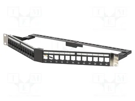 DIGITUS Patch Panel Keystone de 24 puertos, 1U, apantallado, negro