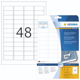 HERMA Etiquetas Movables 45,7x21,2 mm Blanco 1200 uds A4