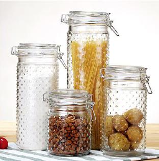 DKD Home Decor Set de 4 Botes de Cristal y Acero Inoxidable