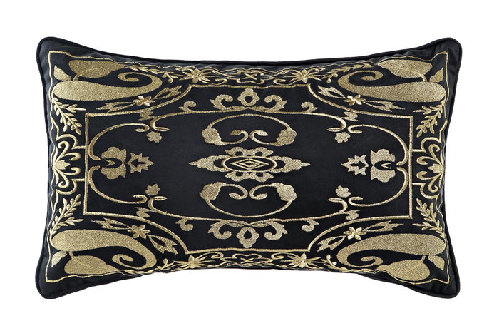DKD Home Decor Cojín de Poliéster Negro con Bordado DKD Home Decor Cojín de Poliéster Negro con Bordado