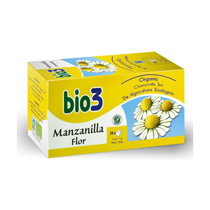 Bio 3 Manzanilla 25 Filtros Infusión de Flores de Manzanilla Clásica Saludable y Digestiva
