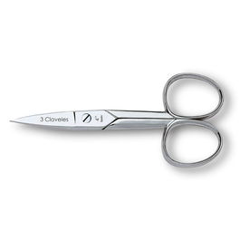 Tres Claveles Tijera Uñas Recta 4" Acero Carbono Forjado en Caliente para Manicura Profesional