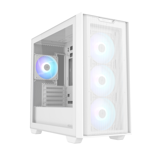 ASUS A21 PLUS - Torre de PC Blanco, Compatible con micro ATX/Mini-ITX, Incluye 4 Ventiladores, Hasta 360mm Radiador, Ref. 90DC00H3-B19000